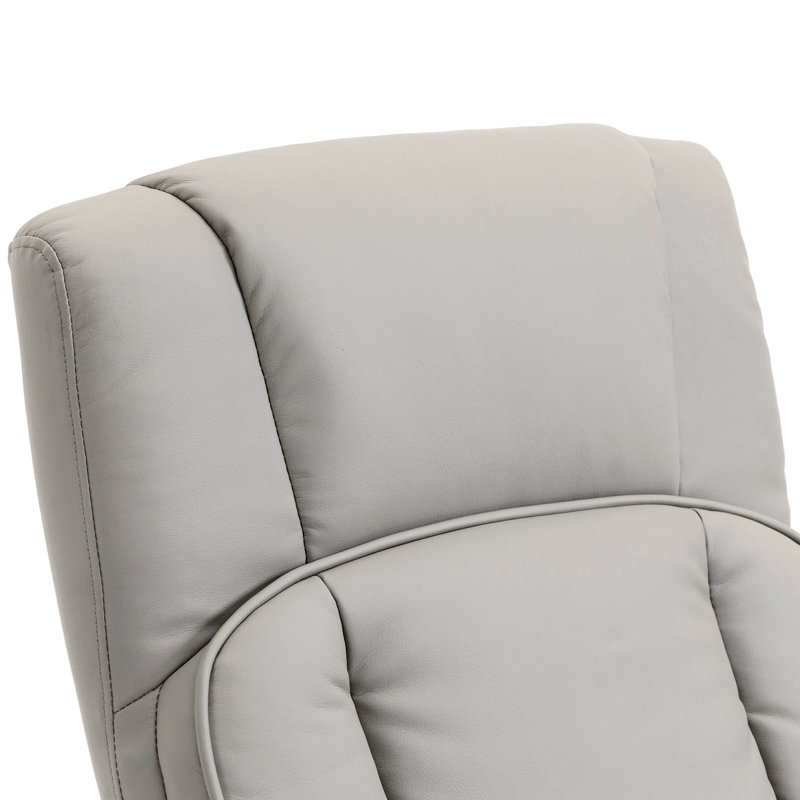 Fauteuil pivotant inclinable manuel en cuir de polyuréthane avec repose-pieds repose-pieds pour le salon, le bureau, la chambre à coucher, gris