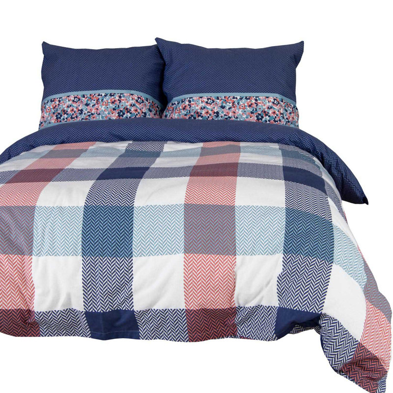 Cotton Gingham Duvet Cover Set with Pillow Shams