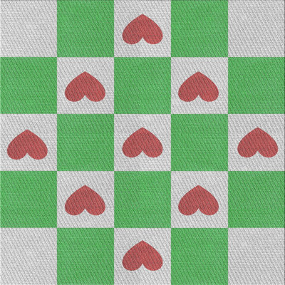 Tapis vert/rouge à motifs