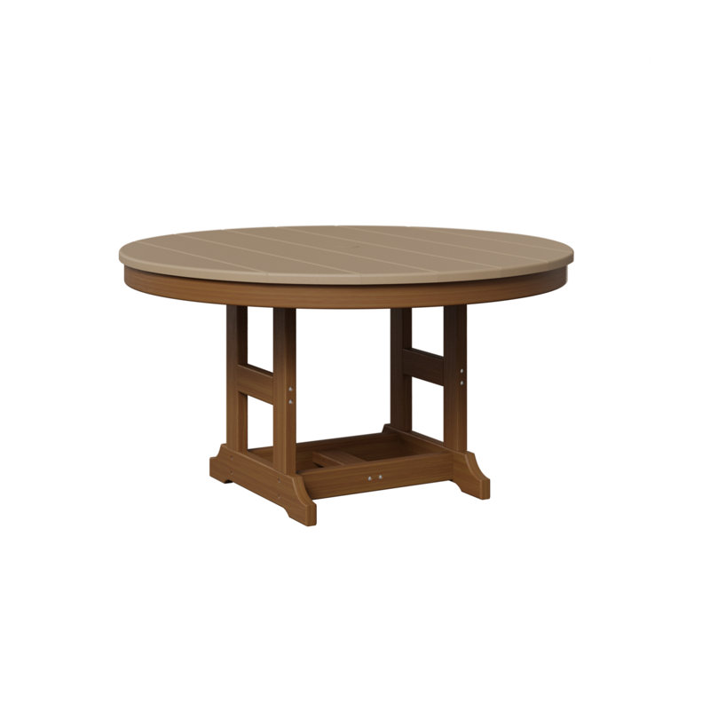KIDS Outdoor Round Dining Table, Weatherwood, Natural Teak