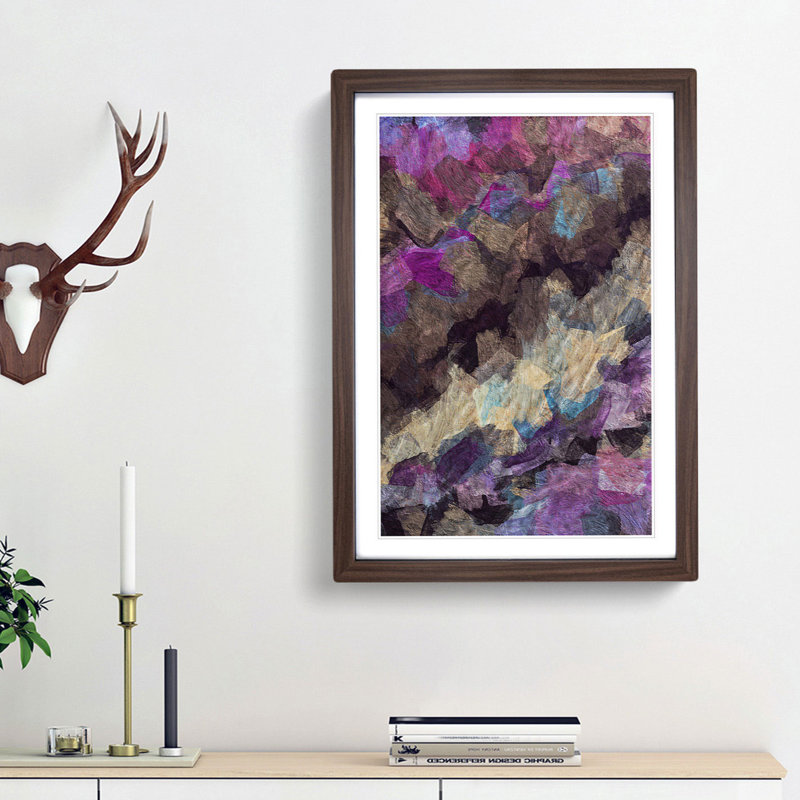 New Day in Abstract - Framed Print, 87cm H x 62cm W x 2cm D, Walnut Framed