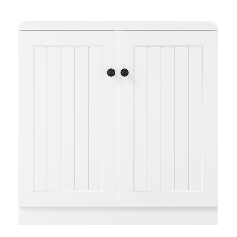 Buffet 32 "avec tablette réglable et portes à fermeture douce, meuble télé de style campagne moderne, armoire de rangement blanche