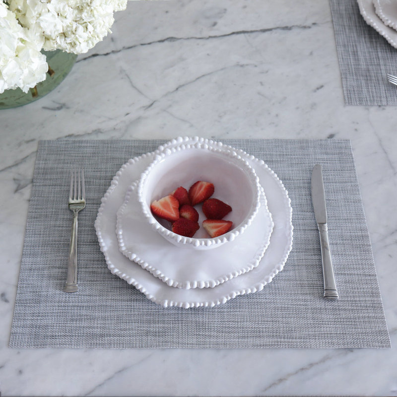 Grey Woven Vinyl Rectangular Placemat Set of 4
