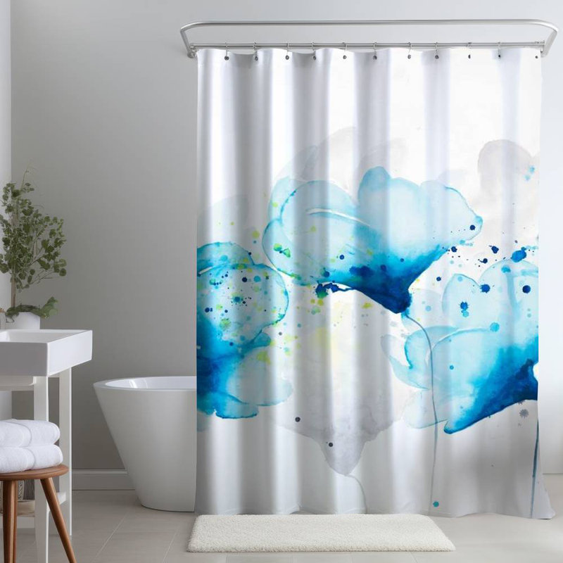 Floral – Polyester Shower Curtain, Dye Sublimation Print, 71" W × 74" L