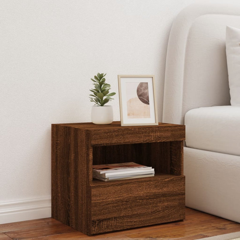 Nirmal 50cm W Manufactured Wood Bedside Table, Black, Individual