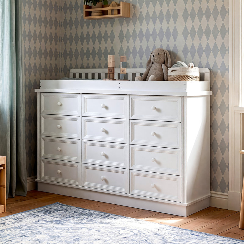 Commode à langer blanche à 12 tiroirs 59,9 po l 12,5 po