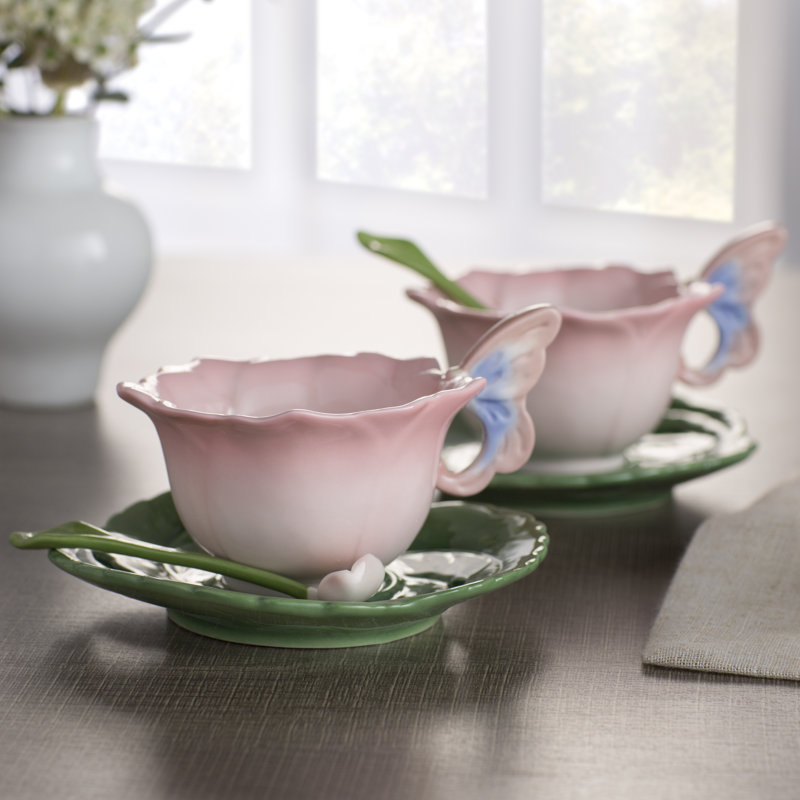 Ramey Pink Rose Cup and Saucer Porcelain