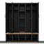 Arbre d'entrée 4 en 1 de 62,9 po de style campagnard avec 6 crochets de suspension, banc à grain de bois pour vestibule avec compartiments ouverts, armoire à chaussures pour l'entrée avec banc de sièges pour le salon, couloir, noir-227927400