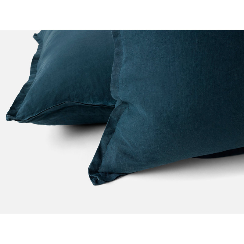 Linen Pillow Cover, Square 22", Midnight Indigo