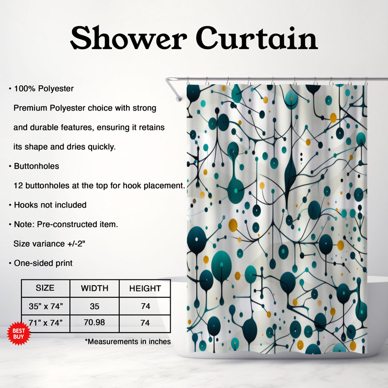 Alala Abstract Shower Curtain, 74" H x 71" W