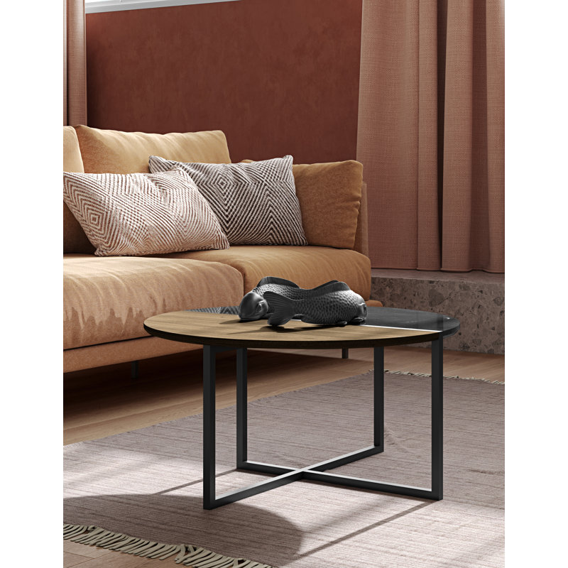 Table basse simple Lewisetta, Noir / Noyer
