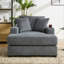 Canapé surdimensionné de 43,5 po de style moderne avec méridienne, avec coussins, station de charge et porte-gobelets, tissu chenille-108813112