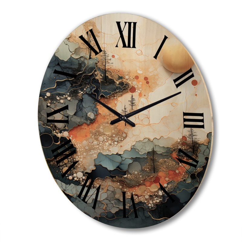 Horloge murale en bois massif Purtell, Très grand