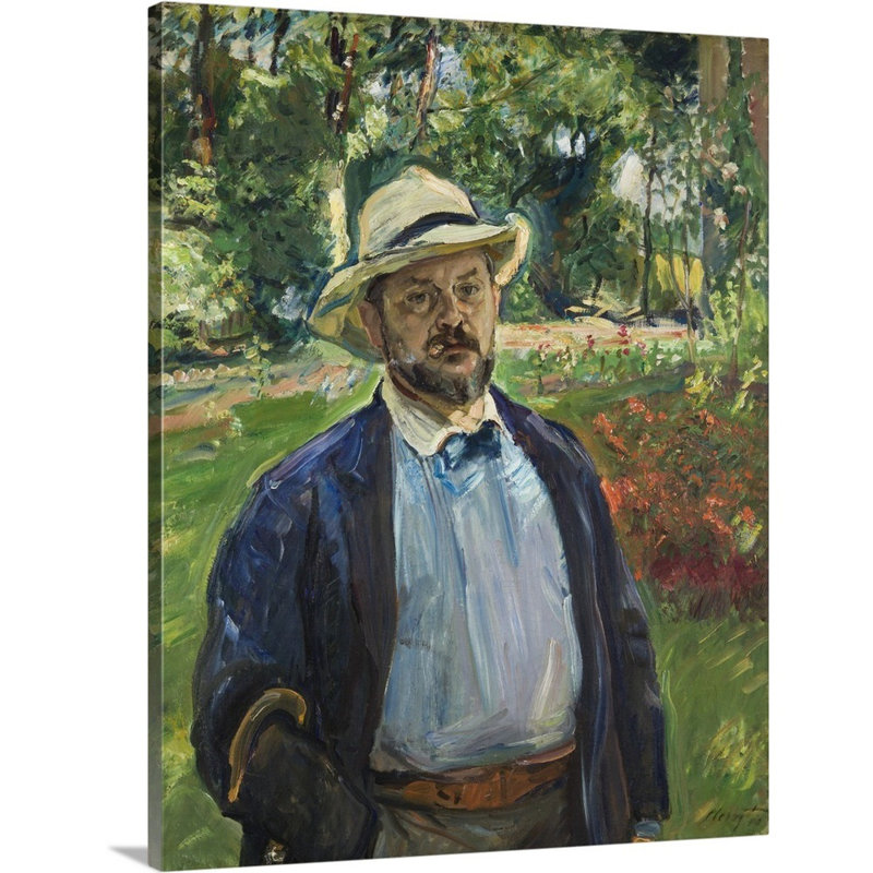 Un autoportrait dans le jardin à Godramstein, 1910 par Max (1868-1932) Slevogt - reproduction sur toile, Toile tendue