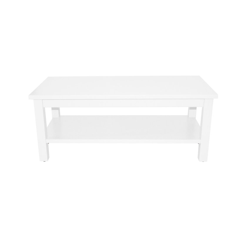 Versaloft Solid Wood Amish Coffee Table with Shelf in White Paint - Living Room Conversation Table Made in the USA