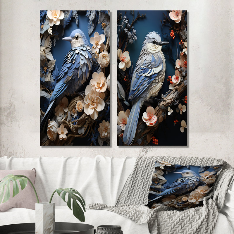 Reproduction d'art sur toile, oiseau surréel, H 32 po x l 33 po, Toile tendue