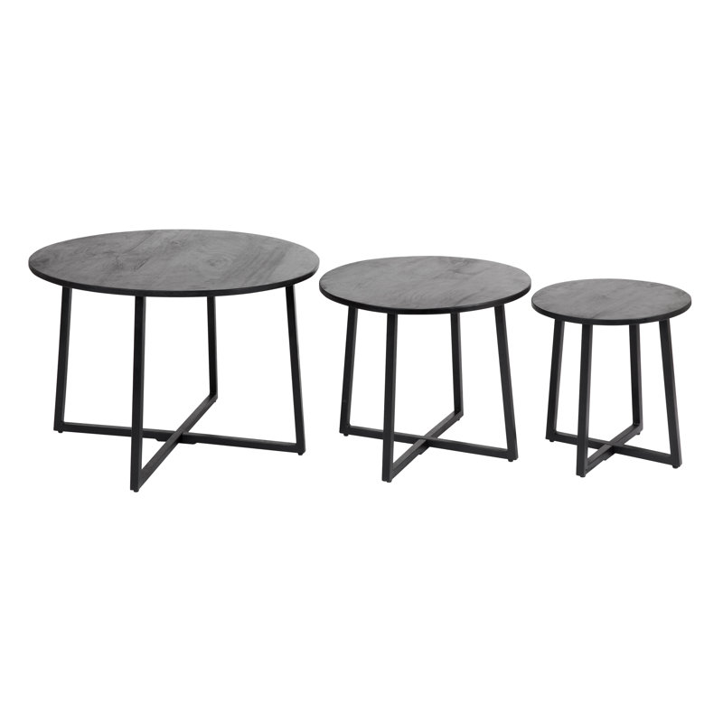 Terrain Set of 3 Round Nesting Tables - Black