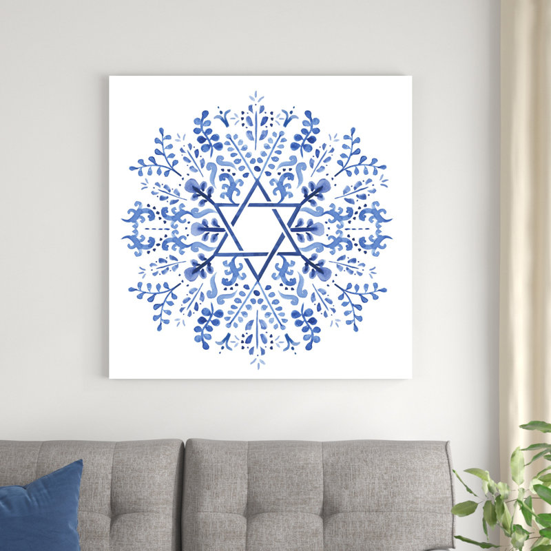 «Indigo Hanukkah I» par Victoria Borges - impression sur toile tendue, H 36 po x l 36 po