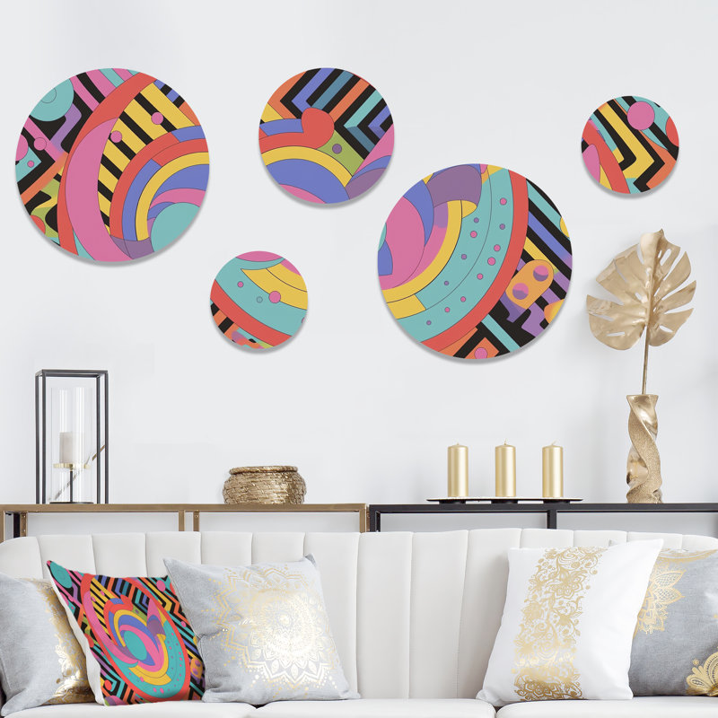 Ensemble de 5 décorations murales courbes et formes I Groopy