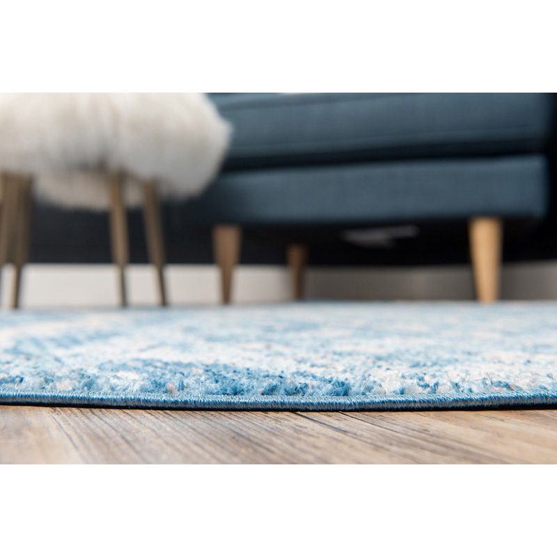 Tapis lagune de style sud-ouest Mulvaney, Rond 3 pi 3 po
