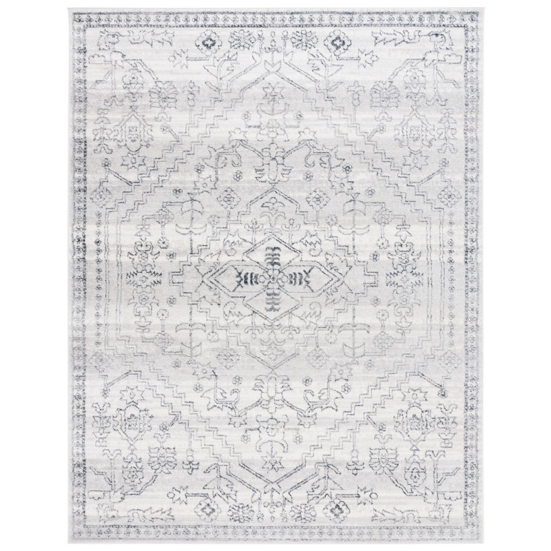 Tapis ivoire / gris Lowrey, Rectangle 8 pi x 10 pi