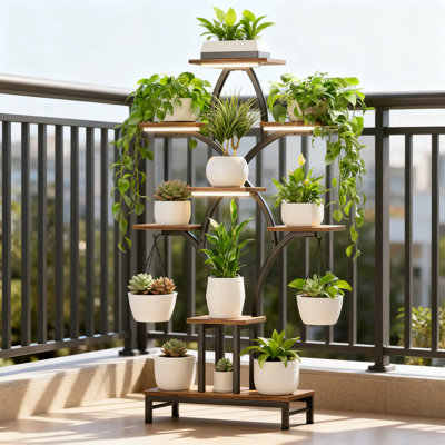 Indoor Plant Stand With 4 Full-Spectrum Grow Lights, 8-Tier Tall Plant Shelf With Timer And Adjustable Brightness Plant Growth And Display by Arlmont & Co.