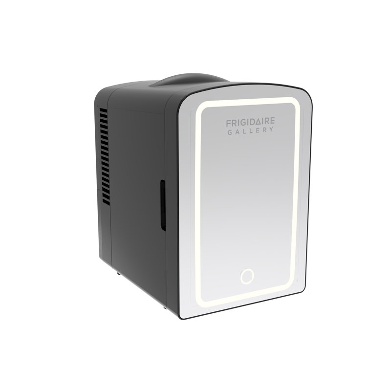 Frigidaire 9 Can Beauty Lighted Mirror Mini Fridge, 6.5 Litre Personal Cooler, Black, Black