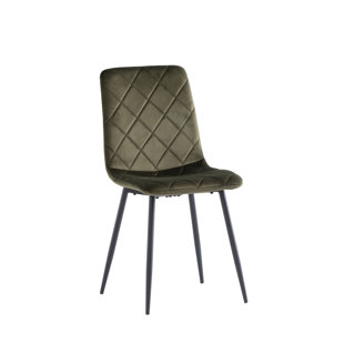 45cm H Velvet Upholstered Side Chair in Grey