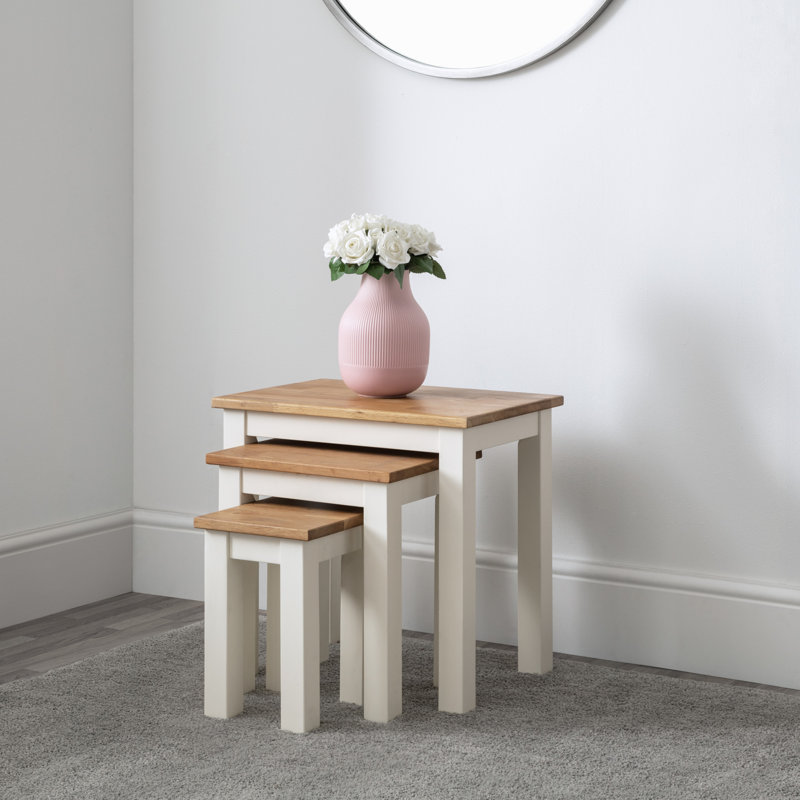 Carmel Solid Wood Nesting Tables, Ivory
