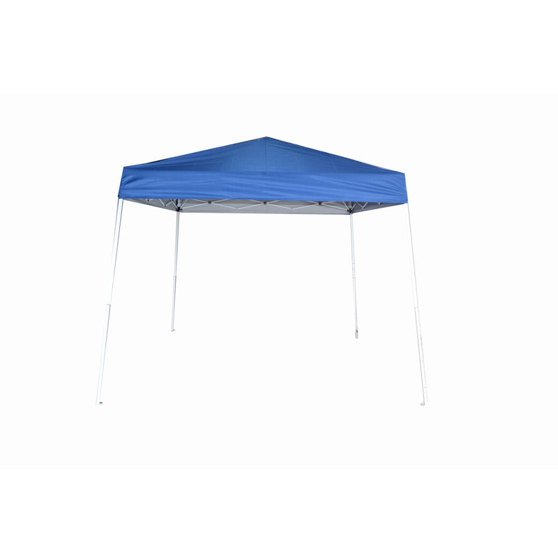10 Ft Blue Steel Pop-Up Canopy Tent with Waterproof Cover