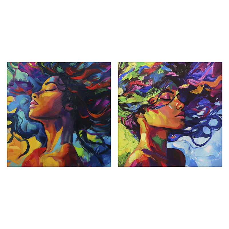 Ensemble de toiles 2 pièces Radiant Flow Of Colours, design par Svetlana Aleynikova, H 24 po x l 24 po