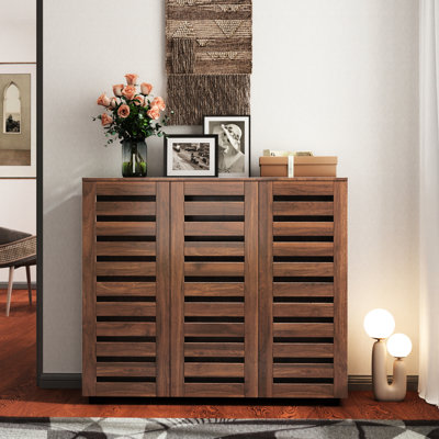 4 Shoe Rack With Spacious Interior & Adjustable Partitions For Entryway Organizer Ventilated Doors Ample Storage Bedroom