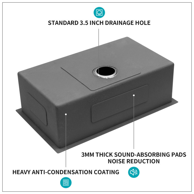 32 Inch Undermount Sink - 32" X 19" X 10" Gunmetal Black Undermount  Kitchen Sink 16 Gauge 10 Inch Deep Single Bowl Kitchen Sink Basin