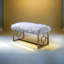 White Faux Fur & Gold Finish Bench