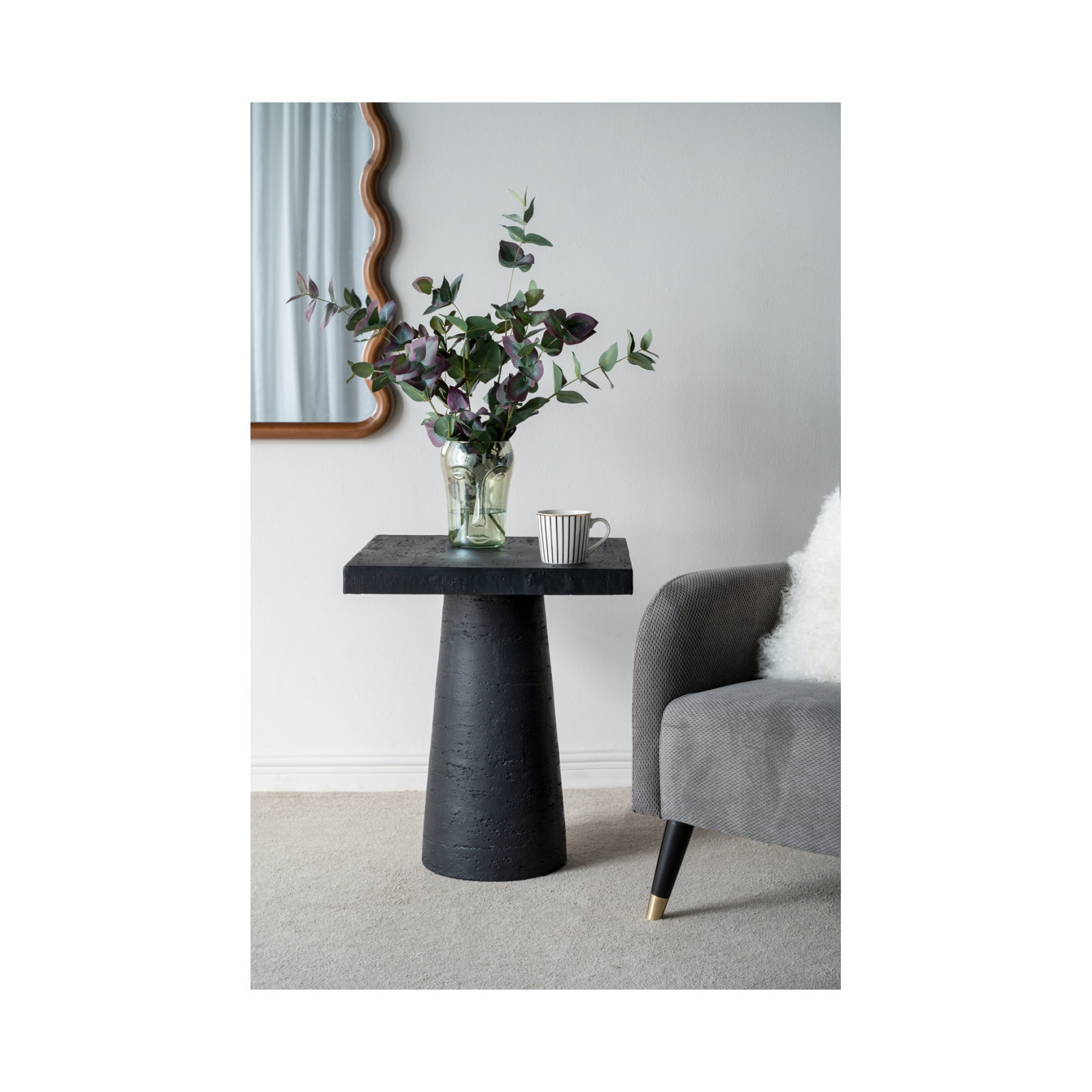 Zya Magnesium Oxide Top End Table, Black