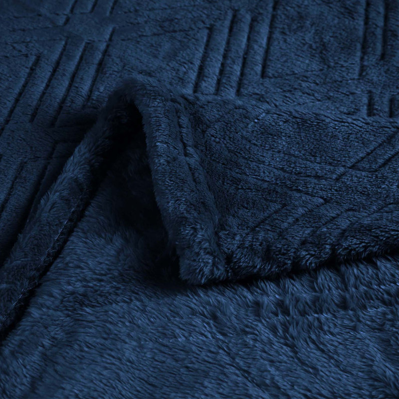 Couverture molletonnée en polyester moelleux Alaska, Marine, Jeté
