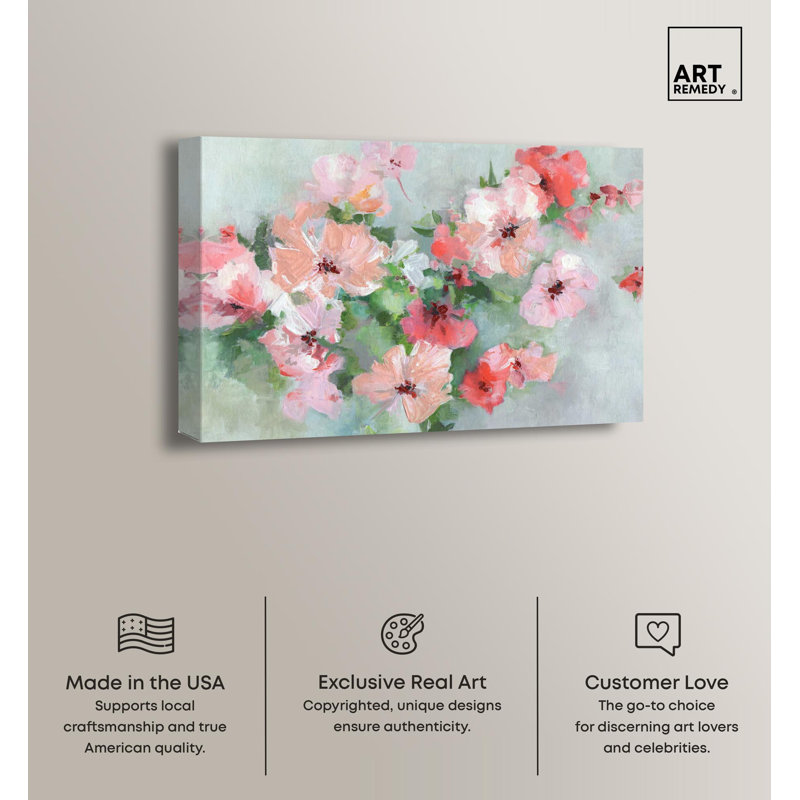 Floral Breeze Wrapped Canvas Art in Soft Pastel Colors