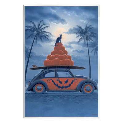 «Spooky Tropical Beach Pumpkin Car» par Richard Courtney, peinture