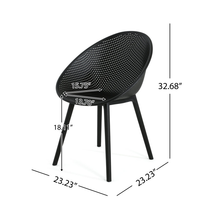 Chaise de salle à manger 2 - Chaises en plastique noir pour un attrait glamour extérieur 2Pcs