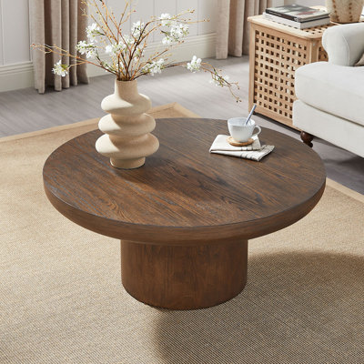Wood 35.98" Round Coffee Table with Cylindrical Leg by Latitude Run