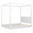 White Queen Size Wood Canopy Platform Bed with LED Lights & Support Slats – No Box Spring Needed-1646490238