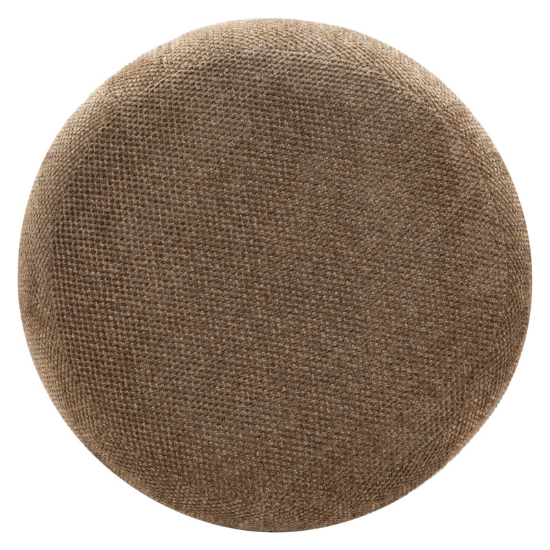 Dalisha 17" Round Ottoman, Walnut, Dark Brown Chenille