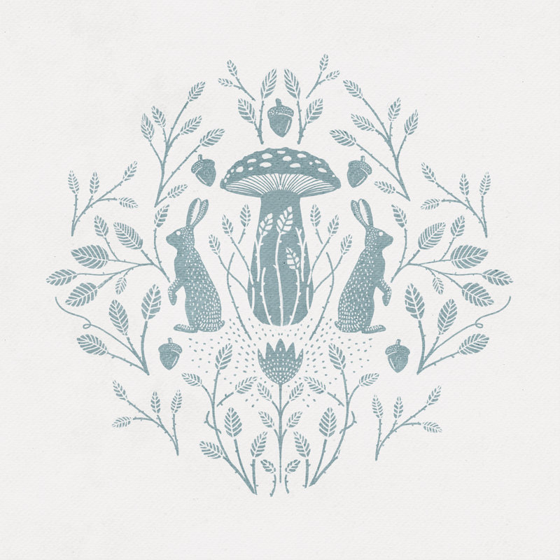 Rabbits And Mushrooms IV by Katie O'Shea - Wrapped Canvas Print, 122 cm H x 122 cm W