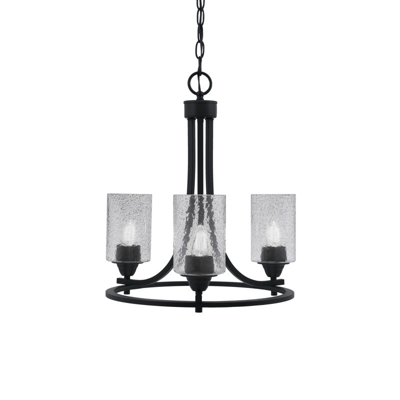 Lustre 3 lumières Paramount illustré en finition noir mat avec verre fumé de 4 po