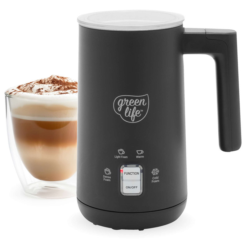 White Ceramic 10oz Electric Milk Frother with 4-in-1 Function