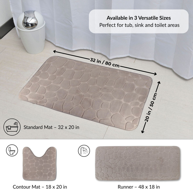 Cobble Stone Mat Non-Slip Bath Mat, Taupe