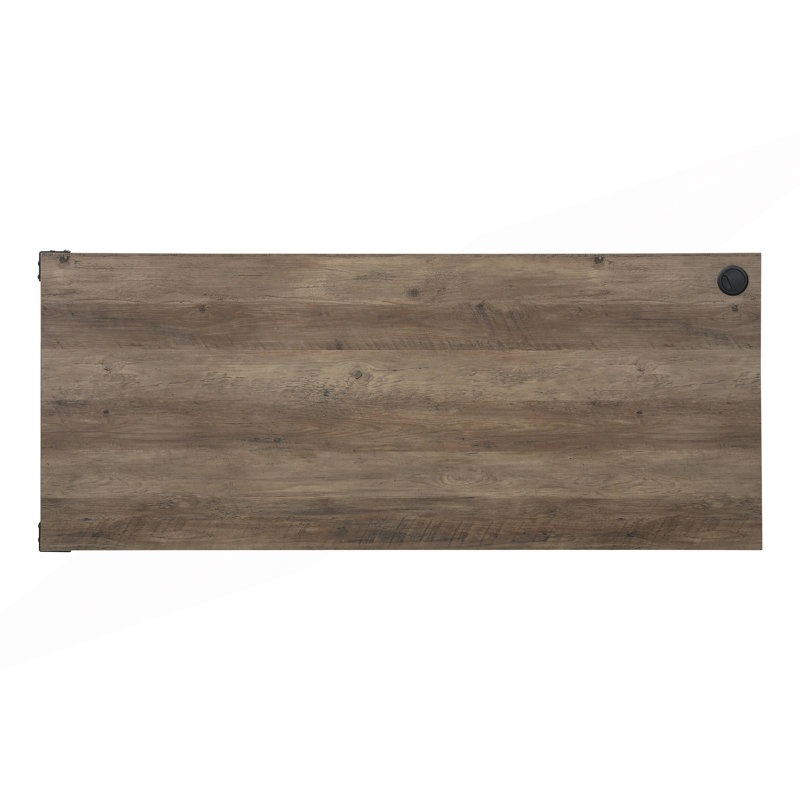 Bureau d'écriture en L avec porte de grange coulissante et gestion des câbles, H 31 po x l 65 po x P 65 po