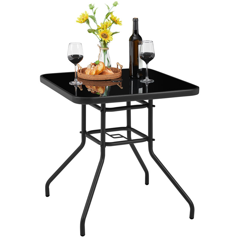 Square Metal Outdoor Bistro Table With Umbrella Hole , 70cm cm W 70cm cm D
