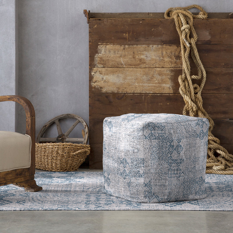 Burrillville 50cm Wide Square Abstract Pouf Ottoman