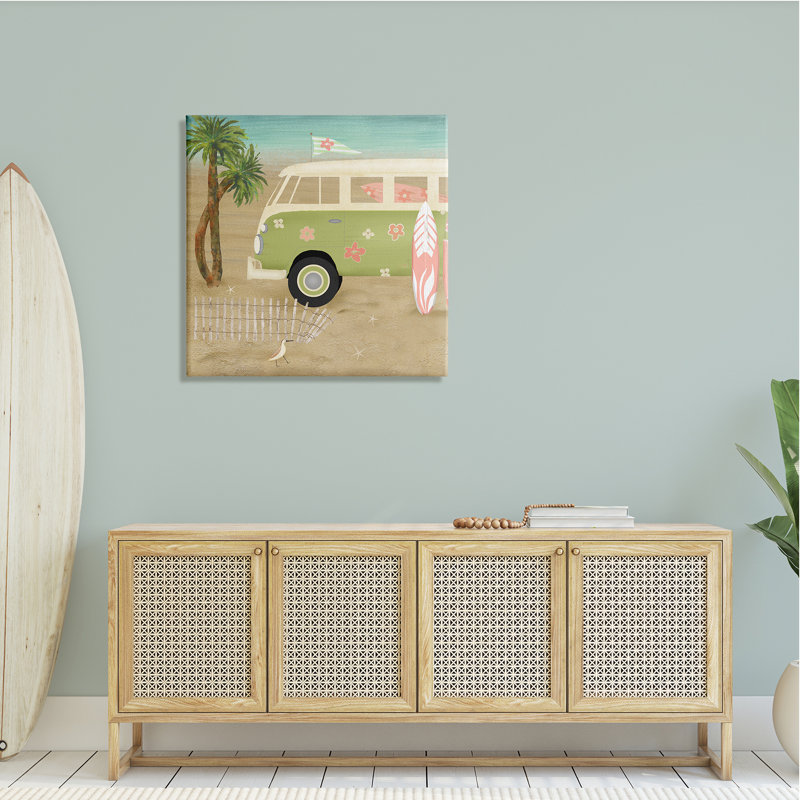 Hippy Travel Van Beach, H 30 po x l 30 po x P 1,5 po, Plaque murale